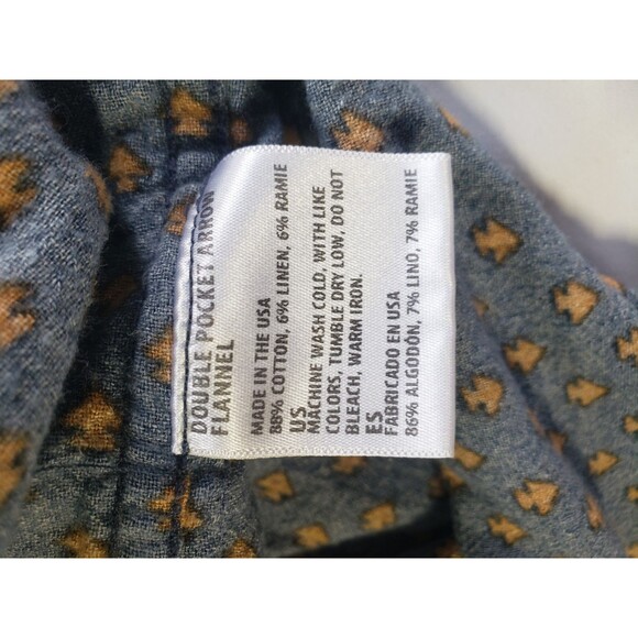 Freenote Cloth Double Pocket Arrow Flannel Blue Button Up Shirt Mens Medium - Picture 13 of 15